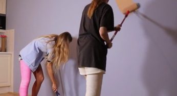 Sexy women in dual plaster and fiber cast