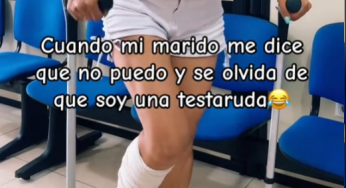 Angry women with broken leg