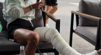 Long leg cast with drinks