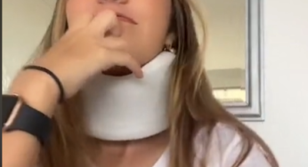 With cast and neck