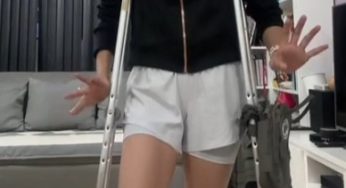 Trying to convince everyone that I could keep dancing with a broken ankle